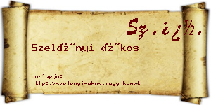Szelényi Ákos névjegykártya